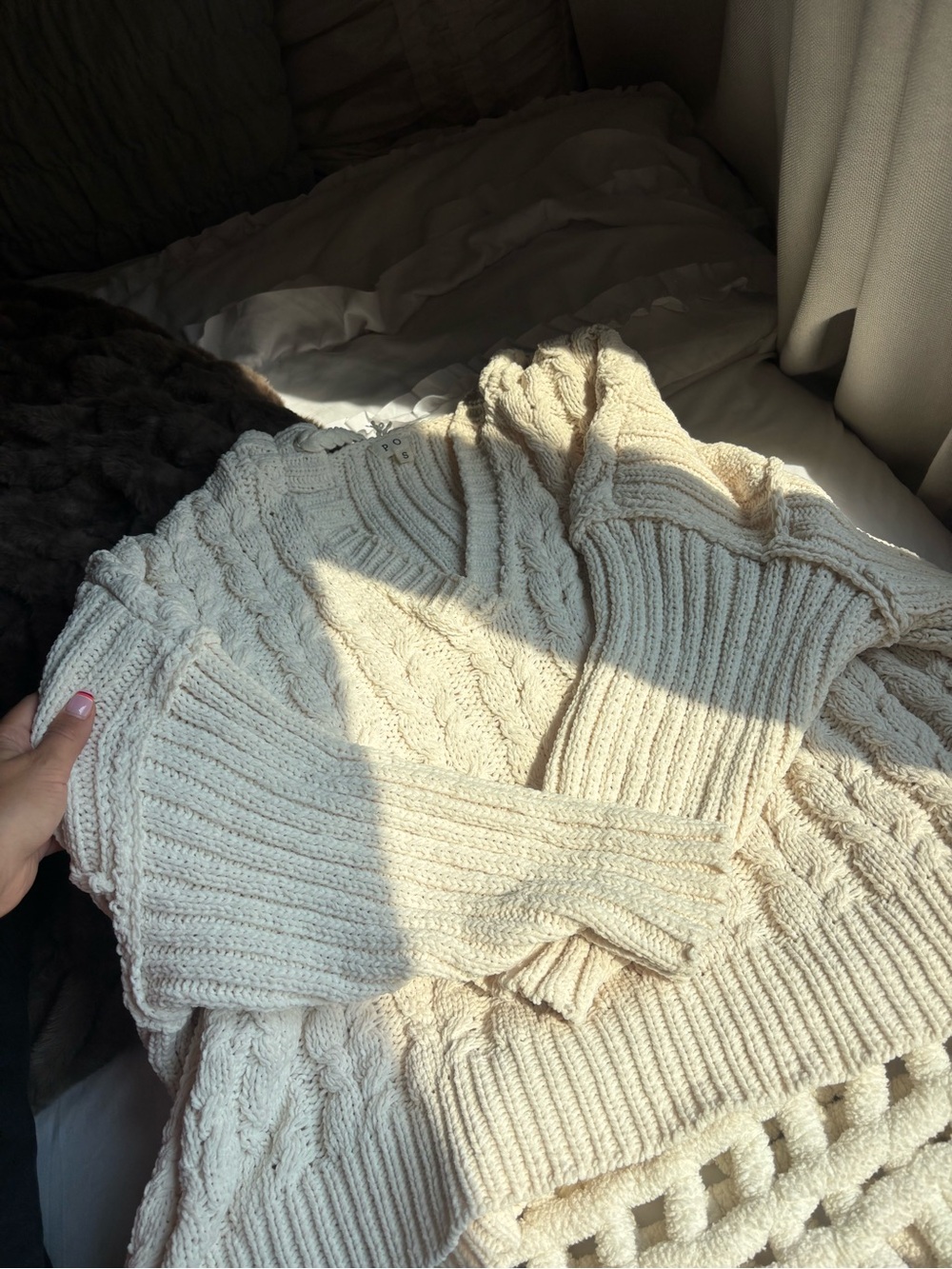 Cream Cable-Knit Crewneck Sweater - Cozy Everyday Layer